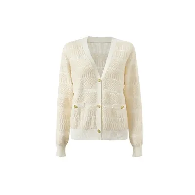 Cardigan en coton à col en V pour femme